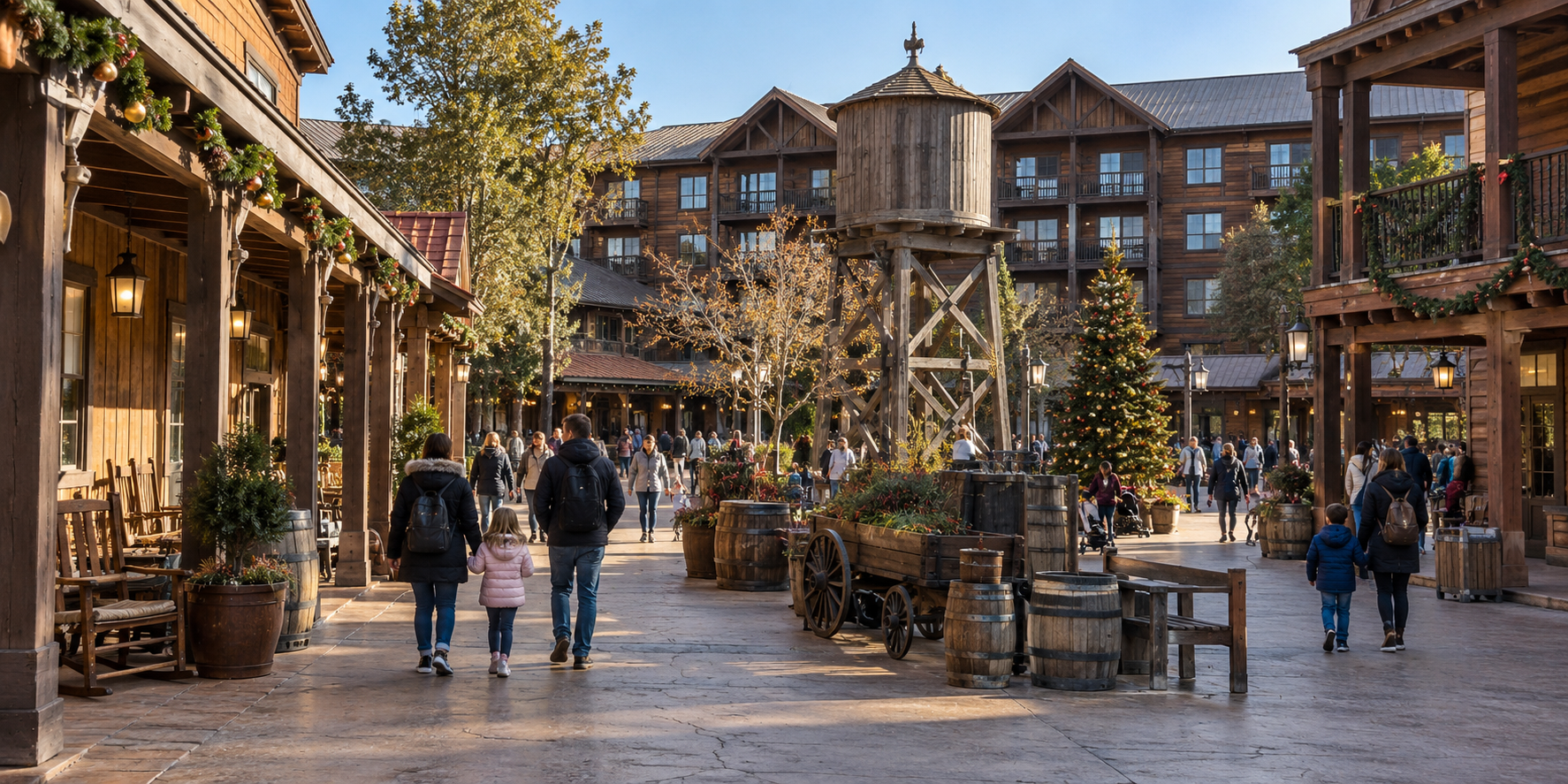 Ambiance Far West du PortAventura Hotel Gold River pendant les fêtes de Noël