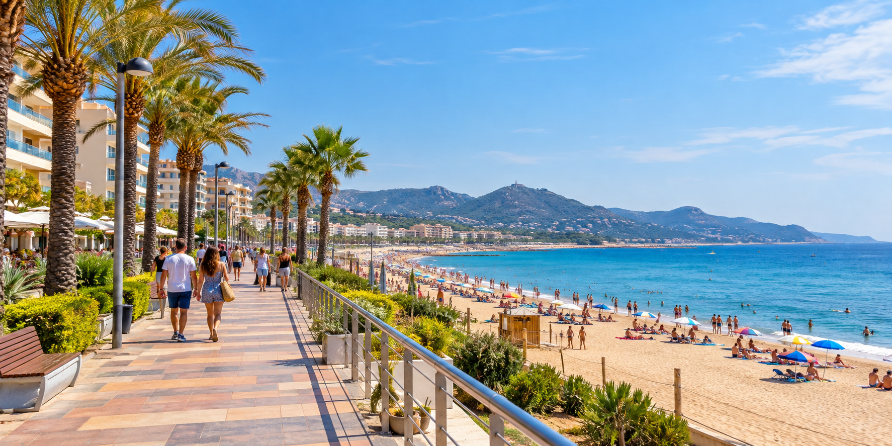 Promenade en bord de mer à Santa Susanna près des hôtels AQUA