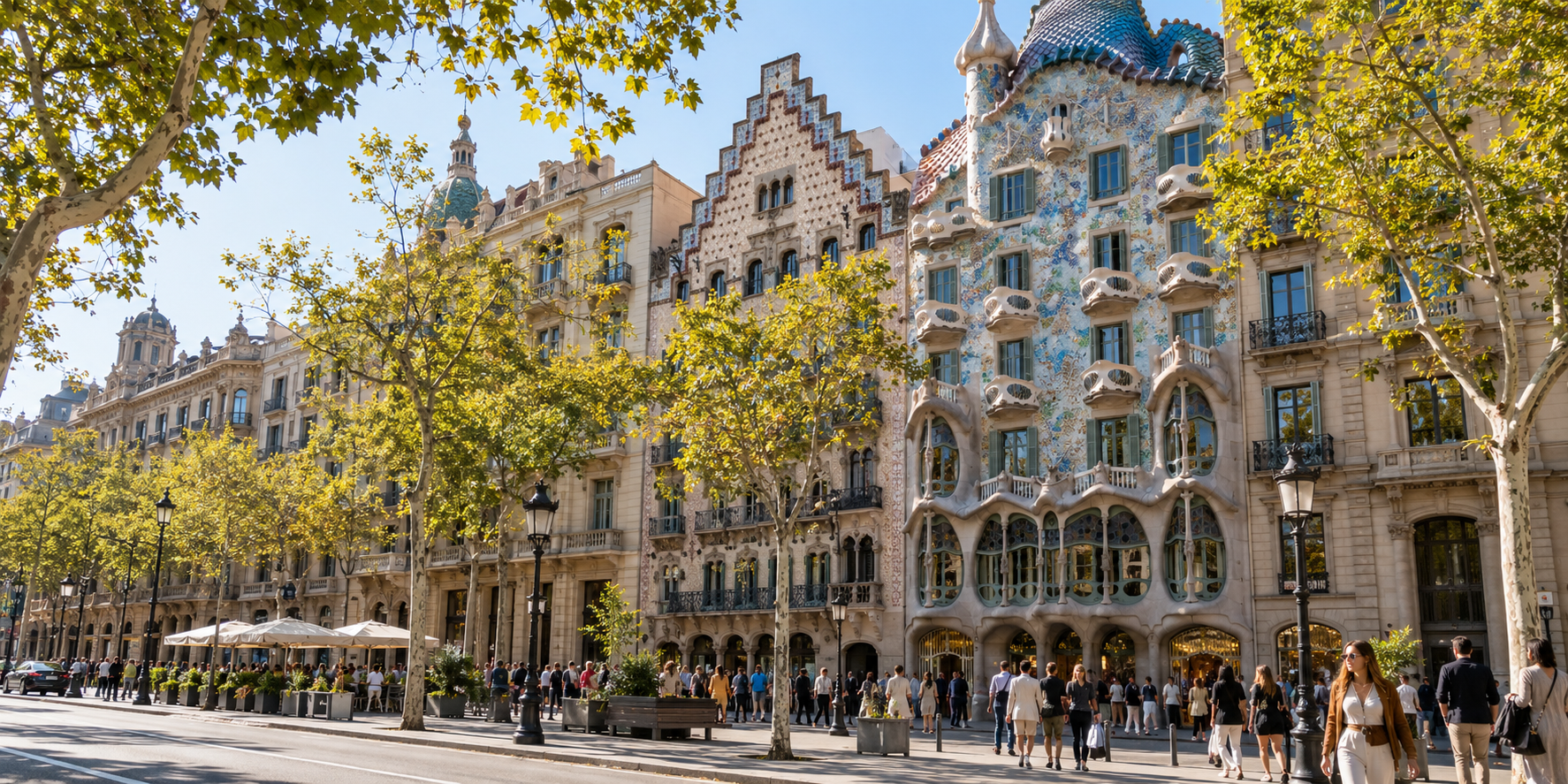 Passeig de Gràcia à Barcelone avec la Casa Batlló, architecture moderniste et promenade animée