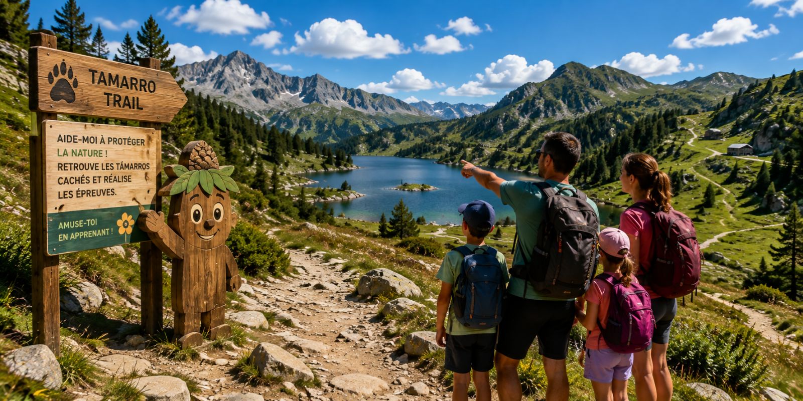 Sentier Tamarro en famille au bord du lac
