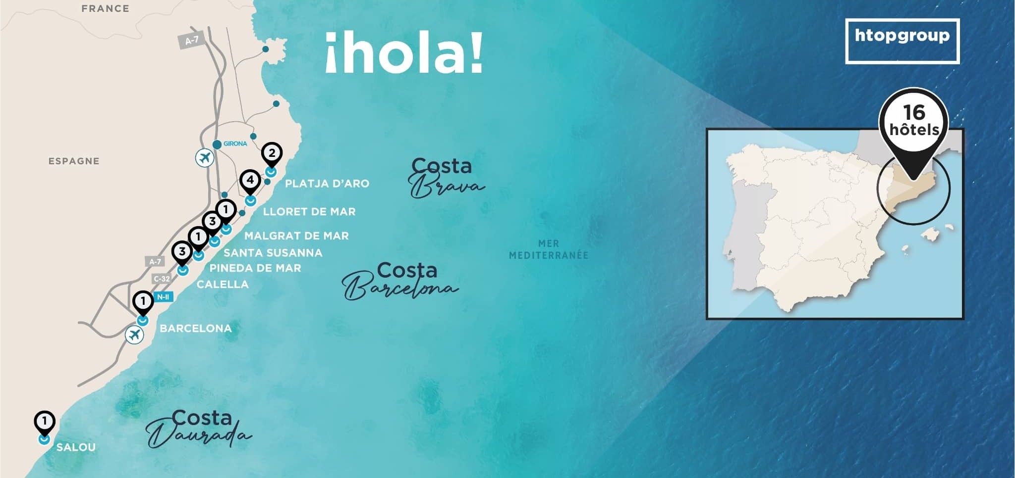 Carte des destinations htophotels