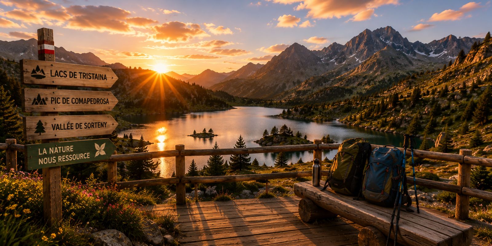 Coucher de soleil sur un lac alpin
