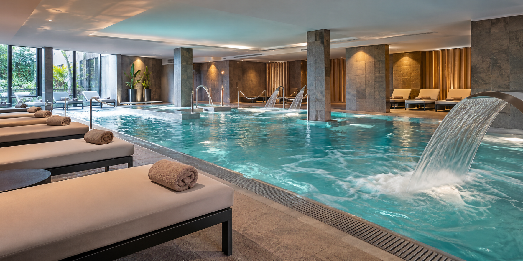 Espace spa avec bassin intérieur dans un hôtel AQUA en Catalogne
