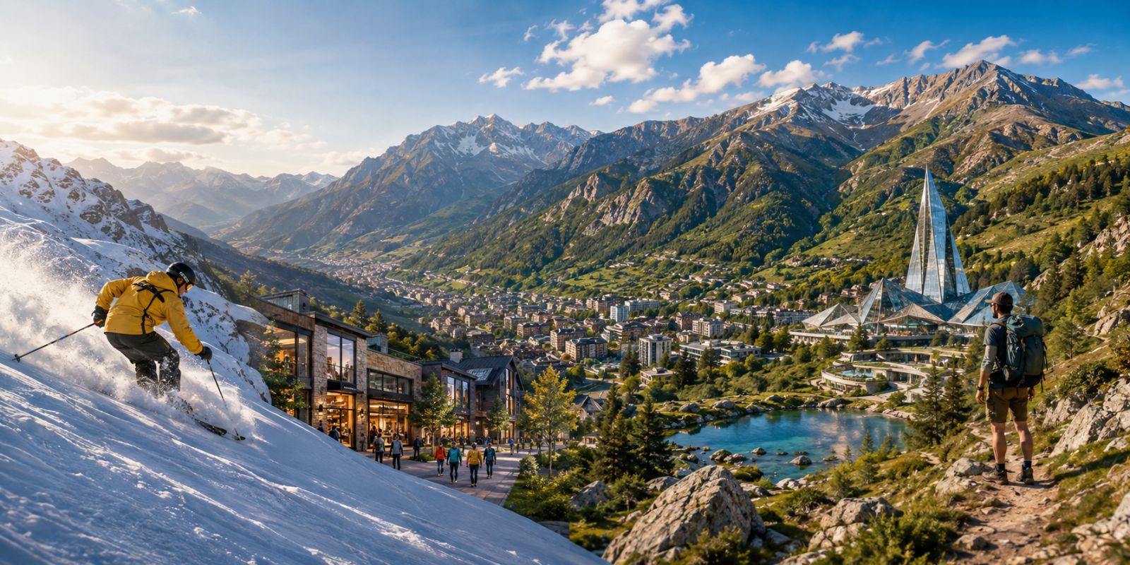 Panorama alpin entre ski et modernité